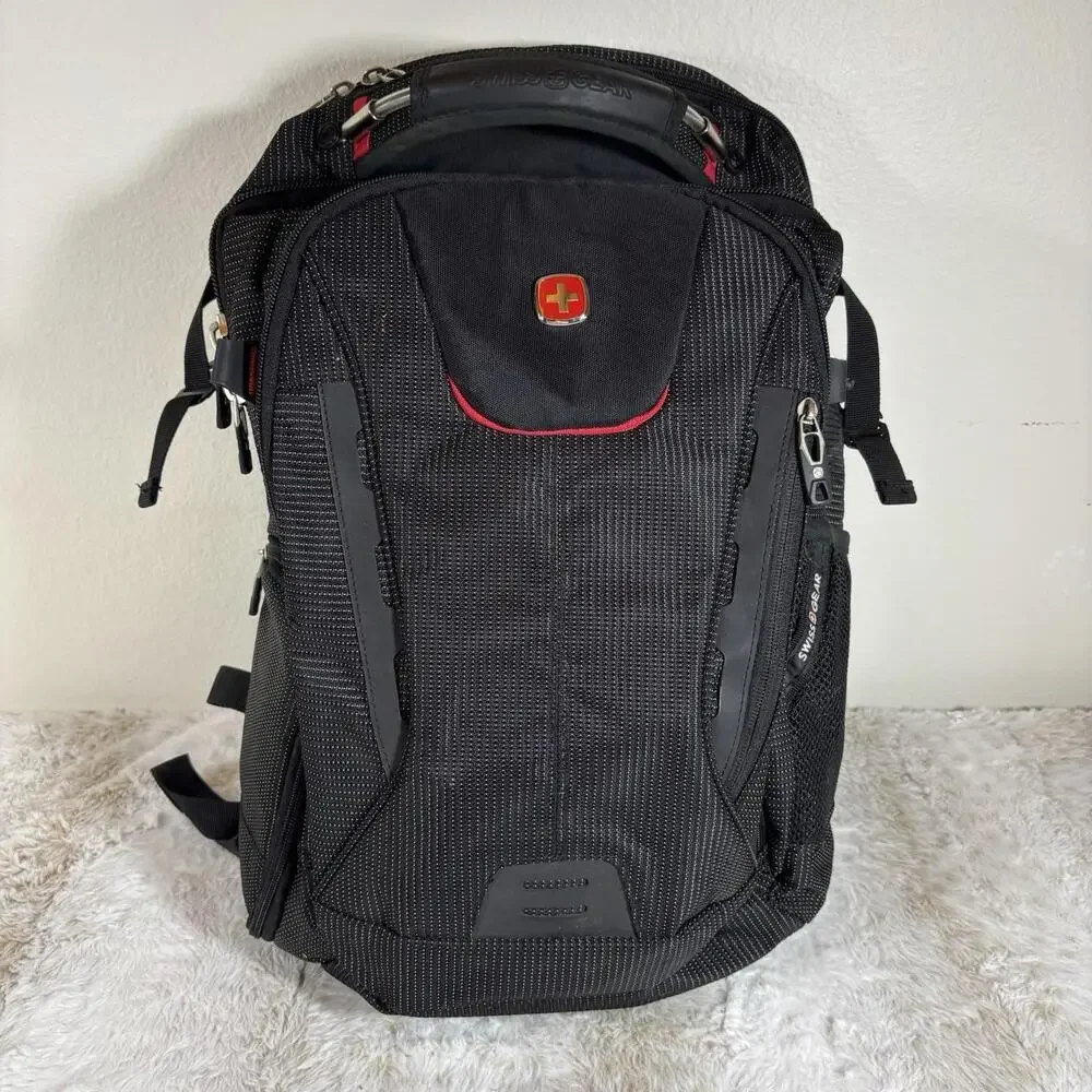 SwissGear Wenger Backpack Laptop Travel Bag Insulated Cooler Pocket Black Red